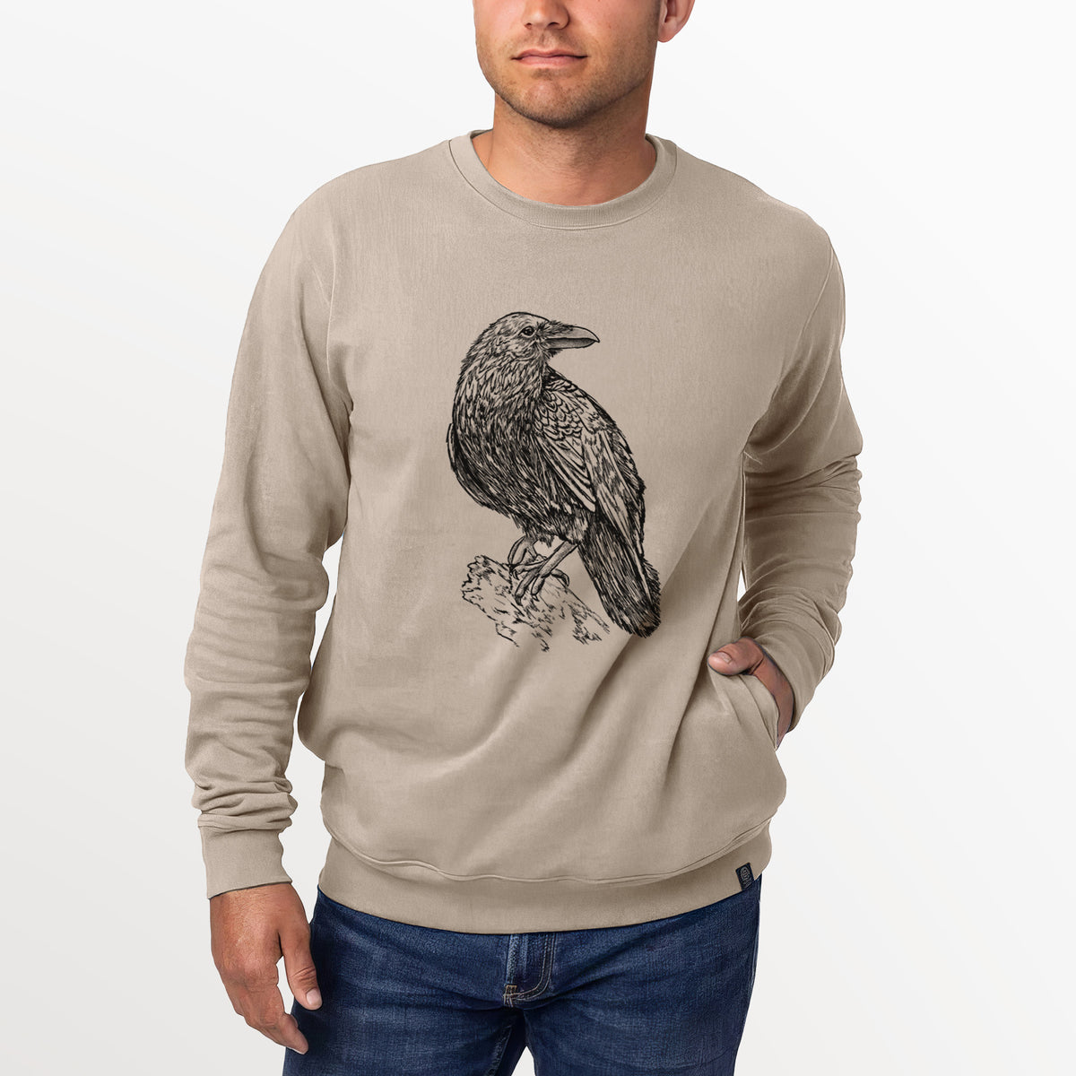 Corvus corax - Common Raven  - Unisex Reclaimed Crewneck Sweatshirt