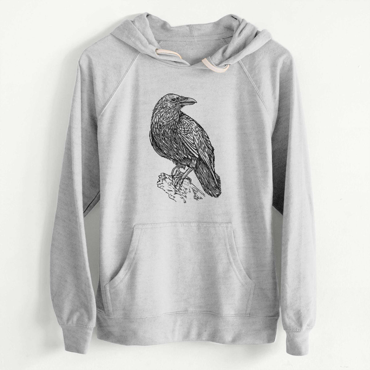 CLEARANCE - Corvus corax - Common Raven  - Unisex Slim Fit Loopback Terry Hoodie