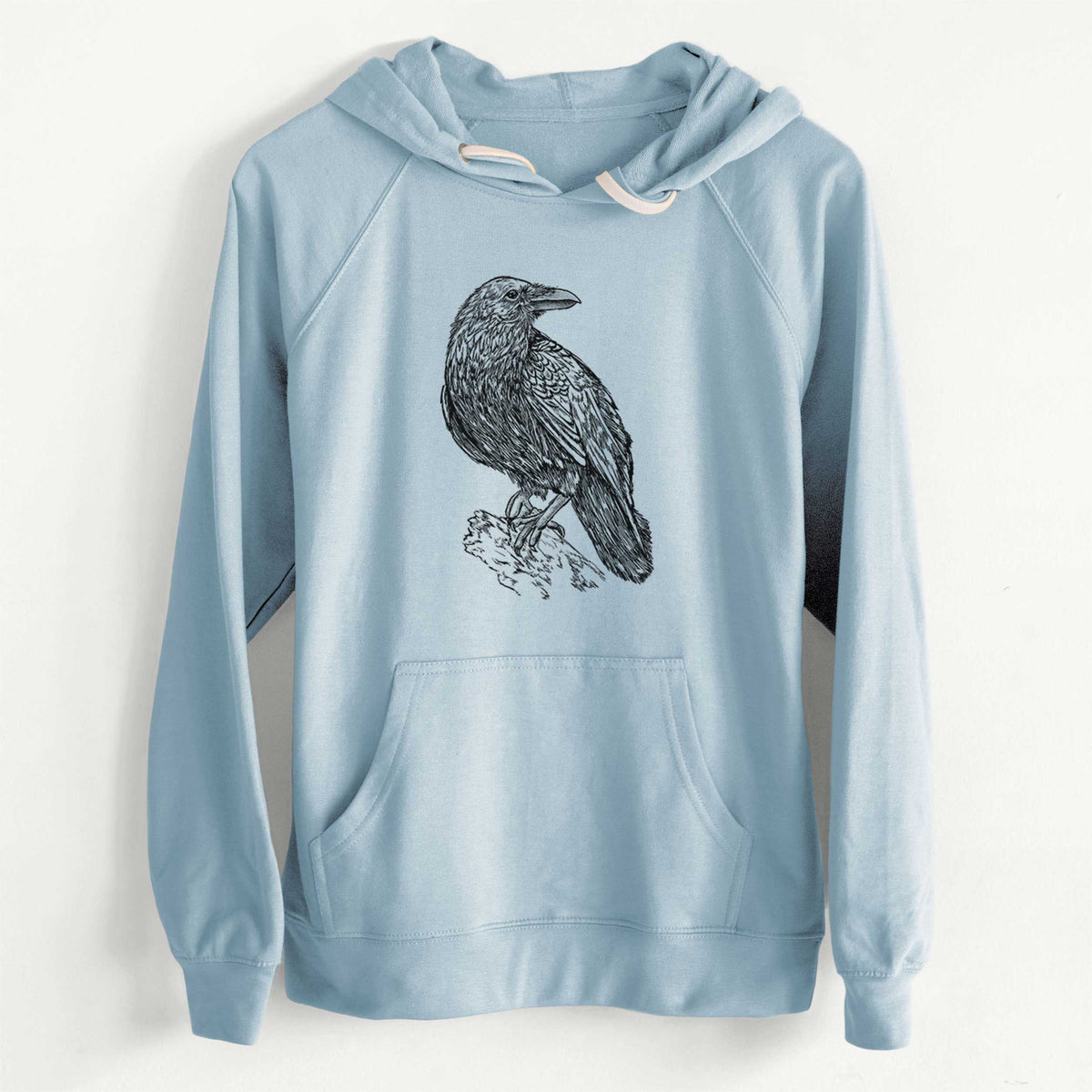 CLEARANCE - Corvus corax - Common Raven  - Unisex Slim Fit Loopback Terry Hoodie