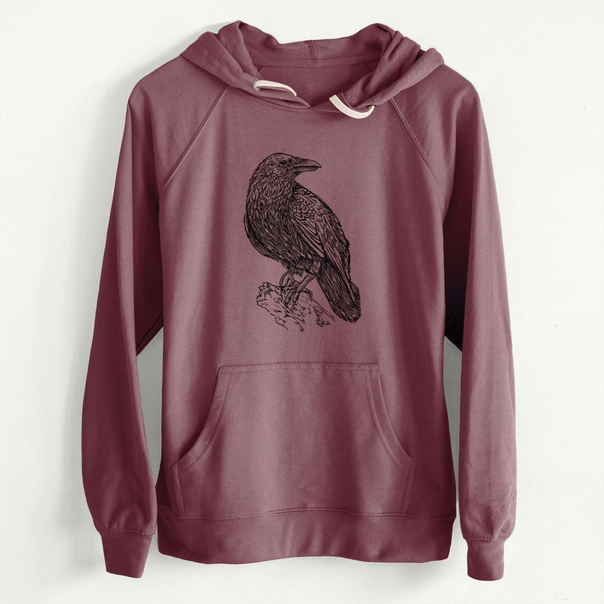 CLEARANCE - Corvus corax - Common Raven  - Unisex Slim Fit Loopback Terry Hoodie