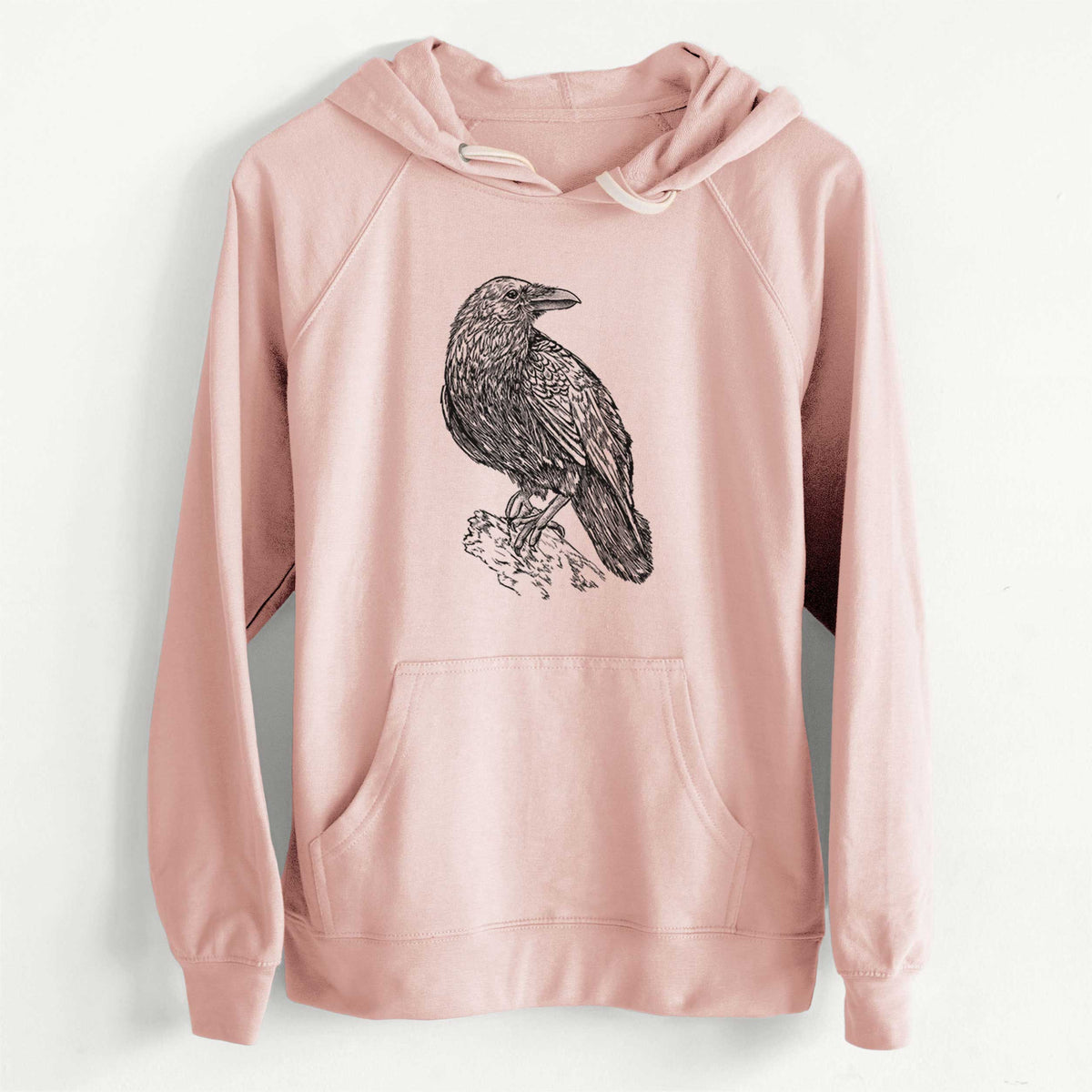 CLEARANCE - Corvus corax - Common Raven  - Unisex Slim Fit Loopback Terry Hoodie