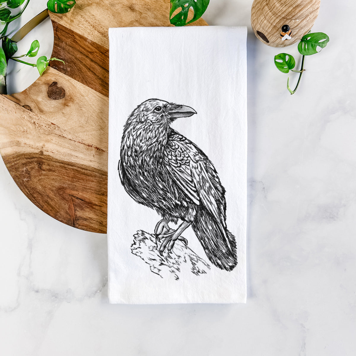Corvus corax - Common Raven Tea Towel