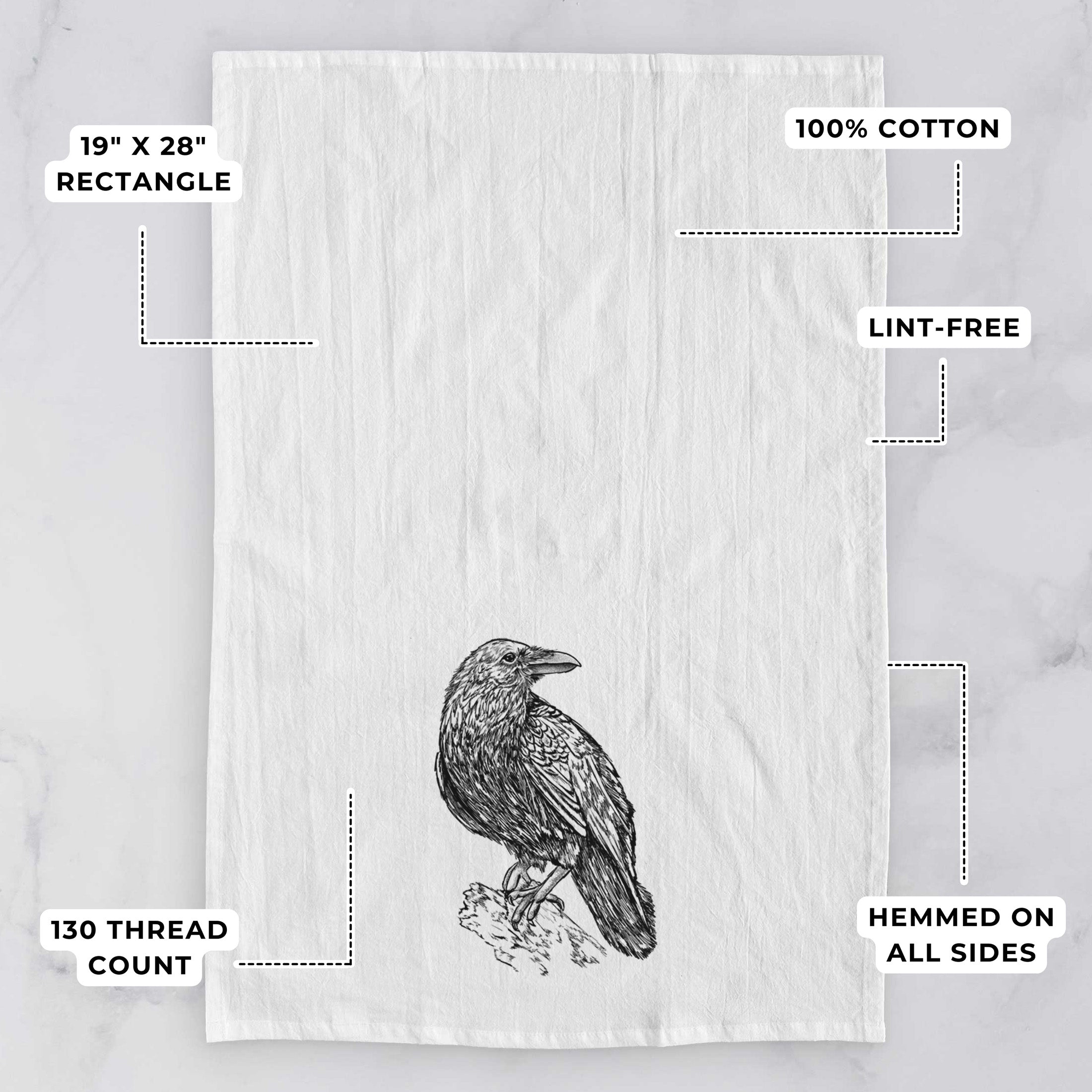 Common Raven - Corvus corax - Tea Towel