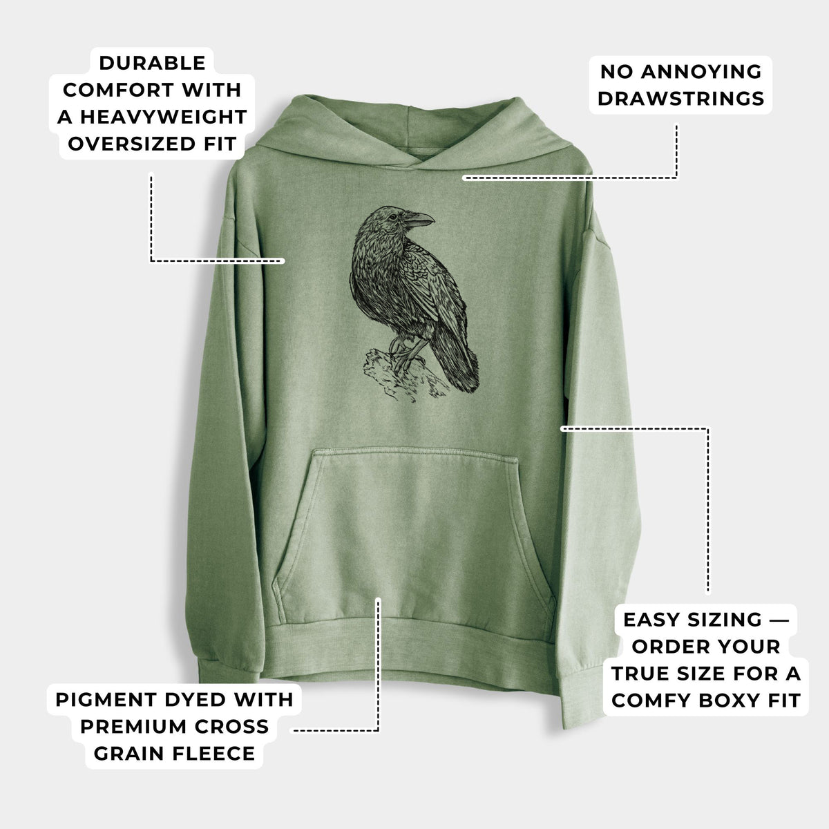 Common Raven  - Corvus corax - Urban Heavyweight Hoodie