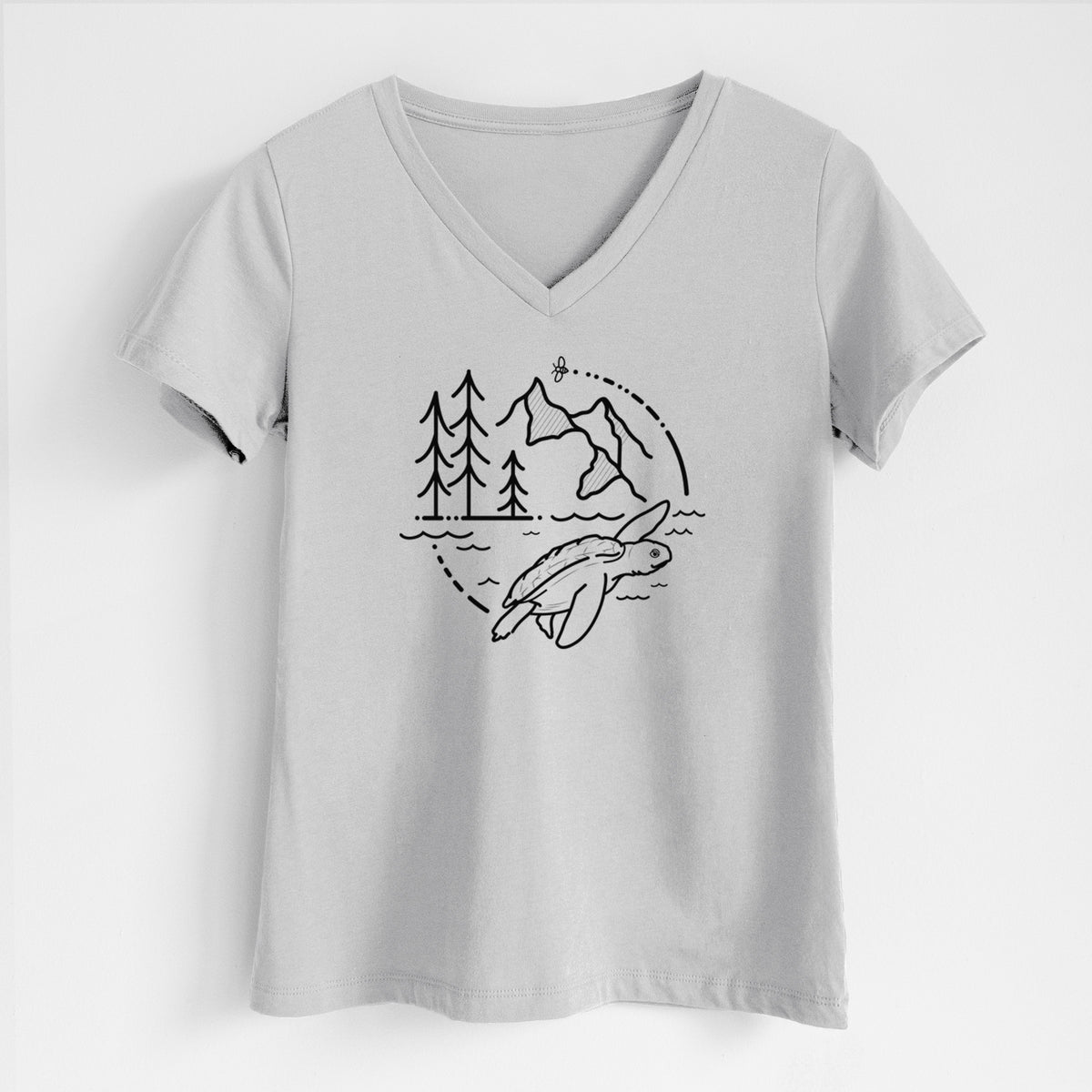 It&#39;s All Connected - Kemps Ridley Turtle - Women&#39;s Lightweight Relaxed Fit 100% Cotton V-neck
