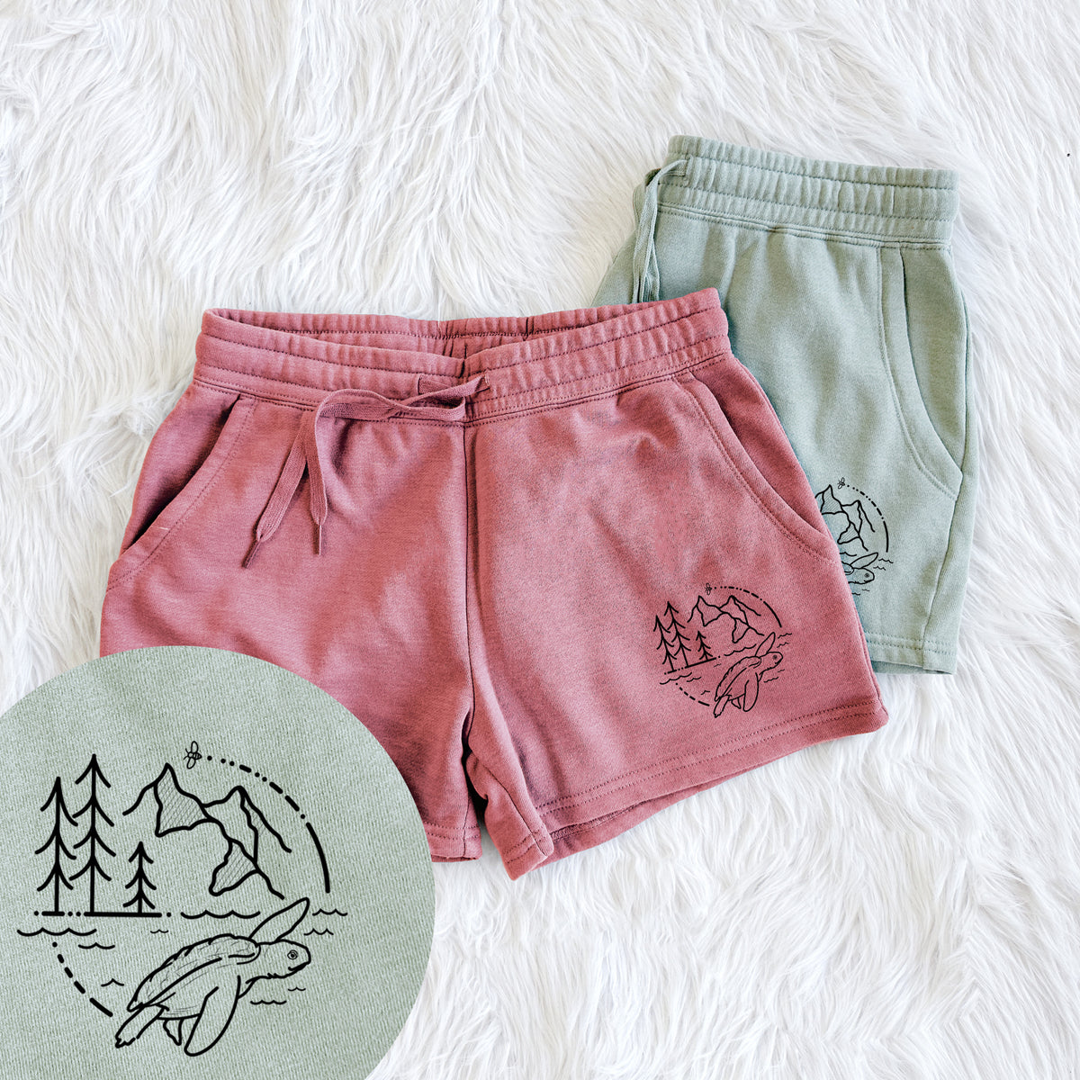It&#39;s All Connected - Kemps Ridley Turtle - Women&#39;s Cali Wave Shorts