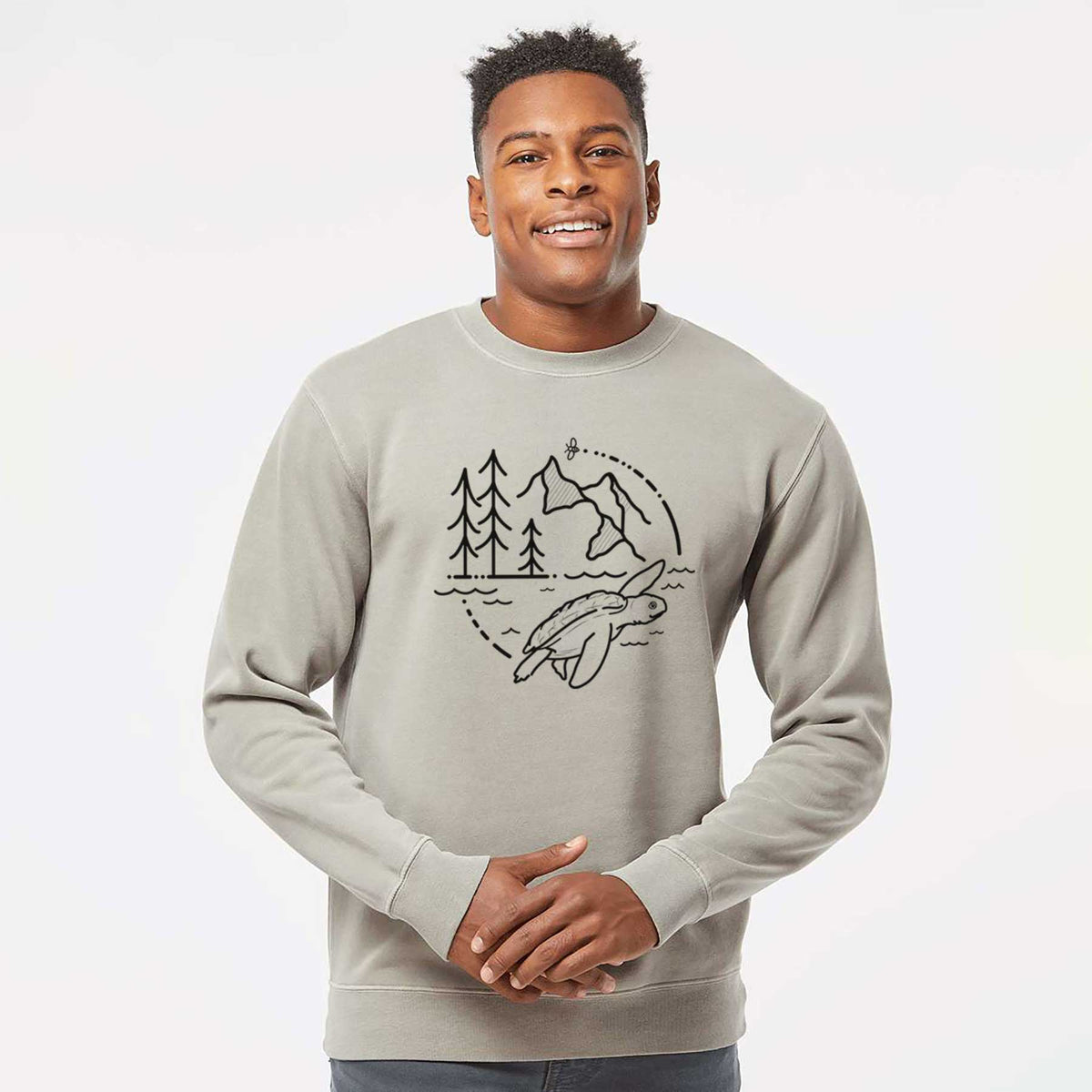 It&#39;s All Connected - Kemps Ridley Turtle - Unisex Pigment Dyed Crew Sweatshirt