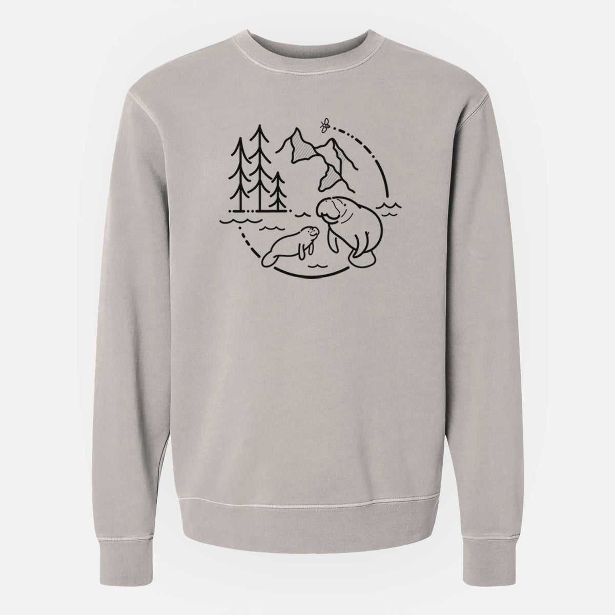 It&#39;s All Connected - Manatee - Unisex Pigment Dyed Crew Sweatshirt