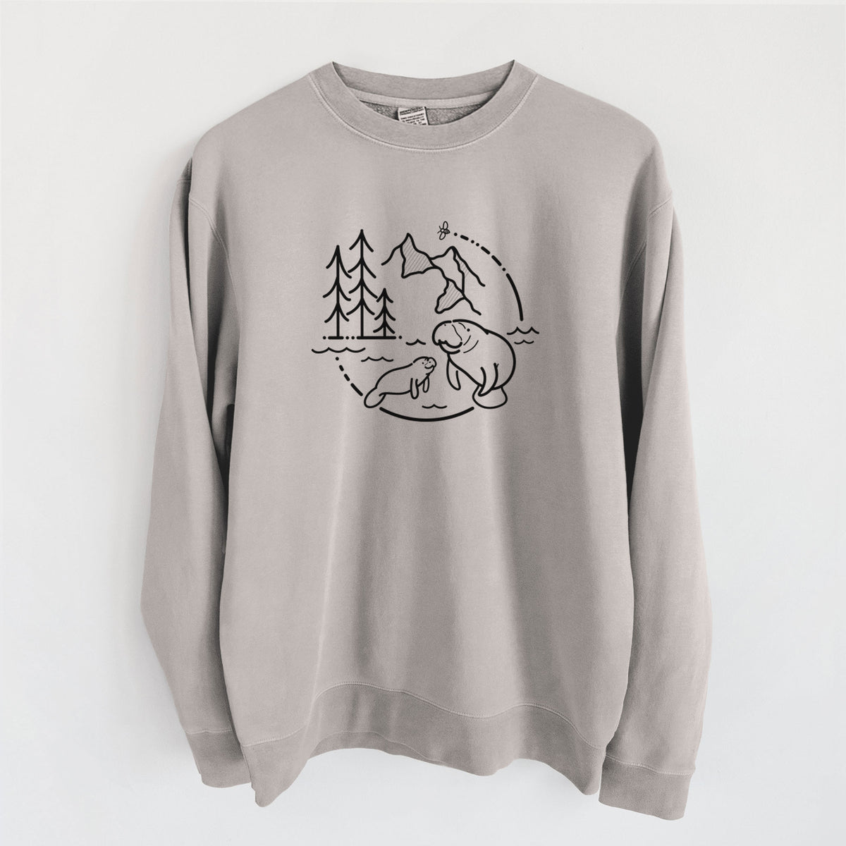 It&#39;s All Connected - Manatee - Unisex Pigment Dyed Crew Sweatshirt