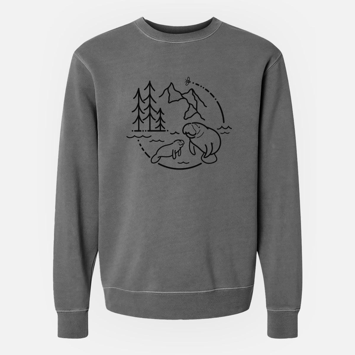 It&#39;s All Connected - Manatee - Unisex Pigment Dyed Crew Sweatshirt