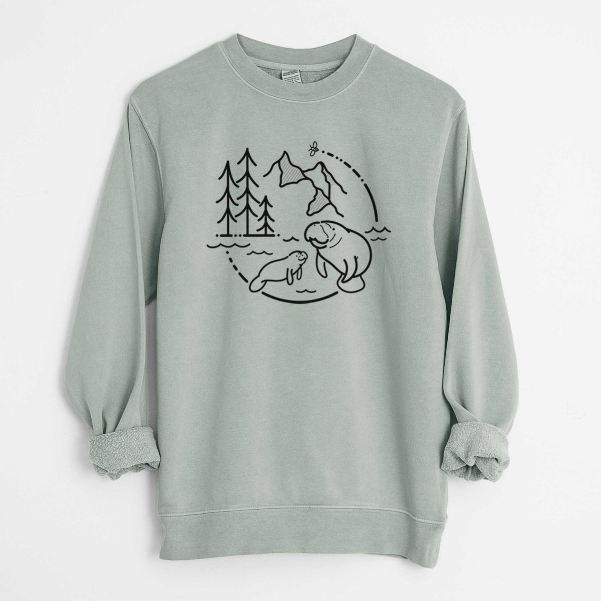 It&#39;s All Connected - Manatee - Unisex Pigment Dyed Crew Sweatshirt