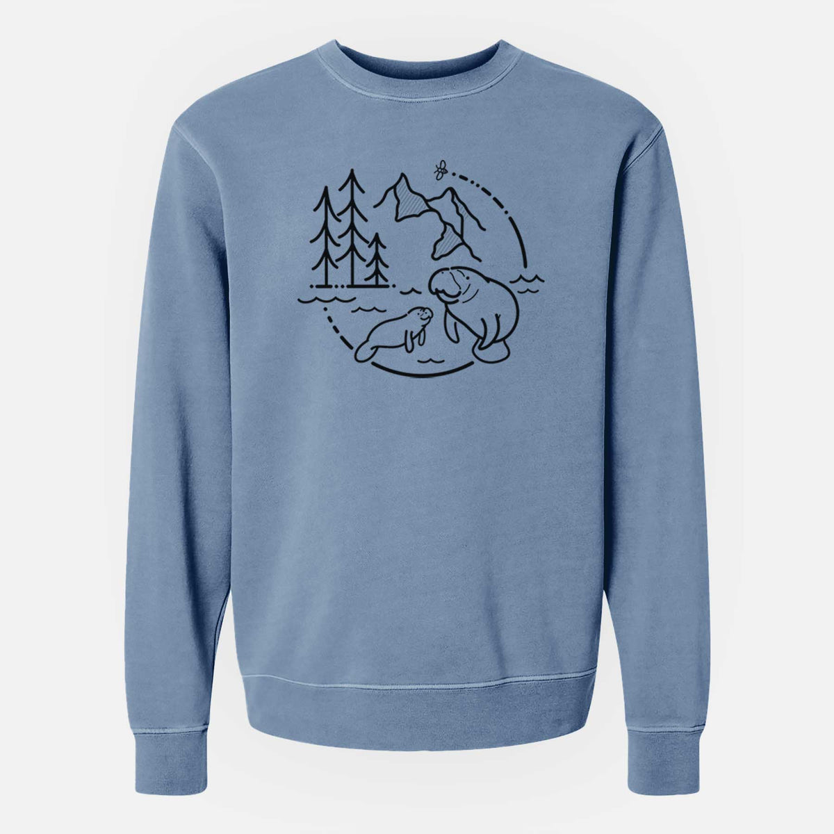 It&#39;s All Connected - Manatee - Unisex Pigment Dyed Crew Sweatshirt