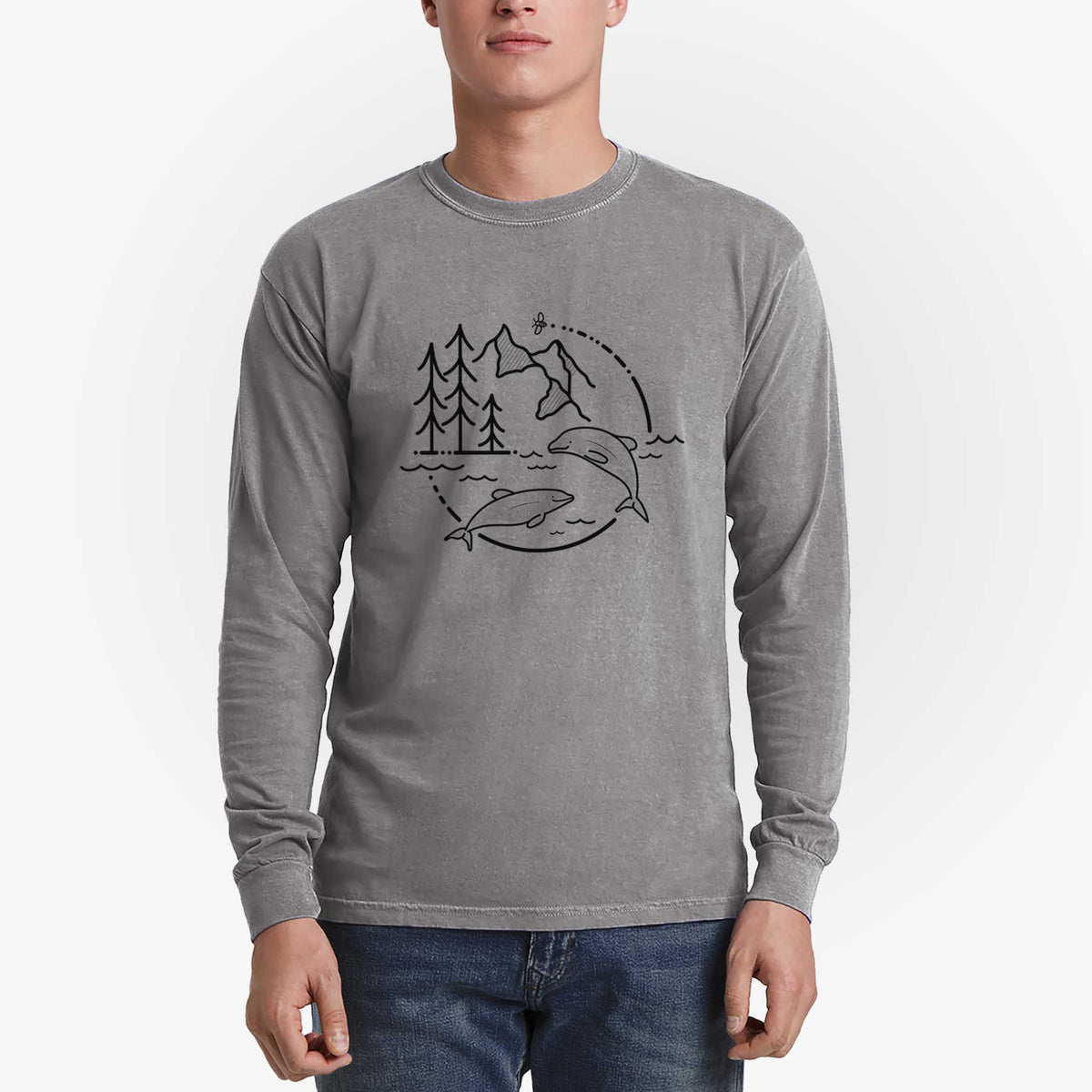 It&#39;s All Connected - Maui Dolphins - Men&#39;s Heavyweight 100% Cotton Long Sleeve