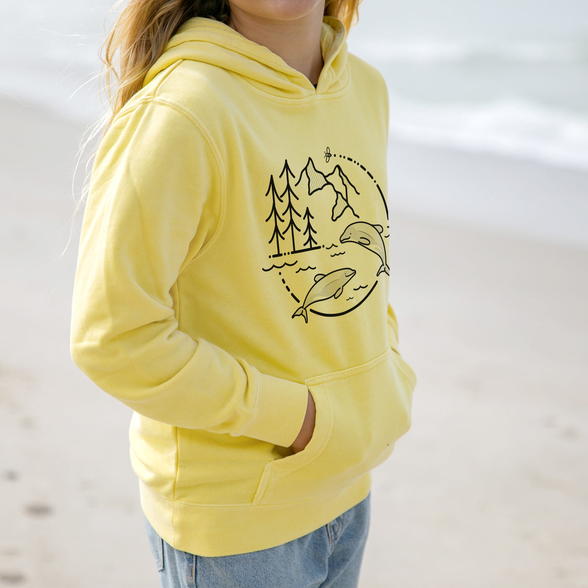 It&#39;s All Connected - Maui Dolphins - Youth Pigment Dyed Hoodie