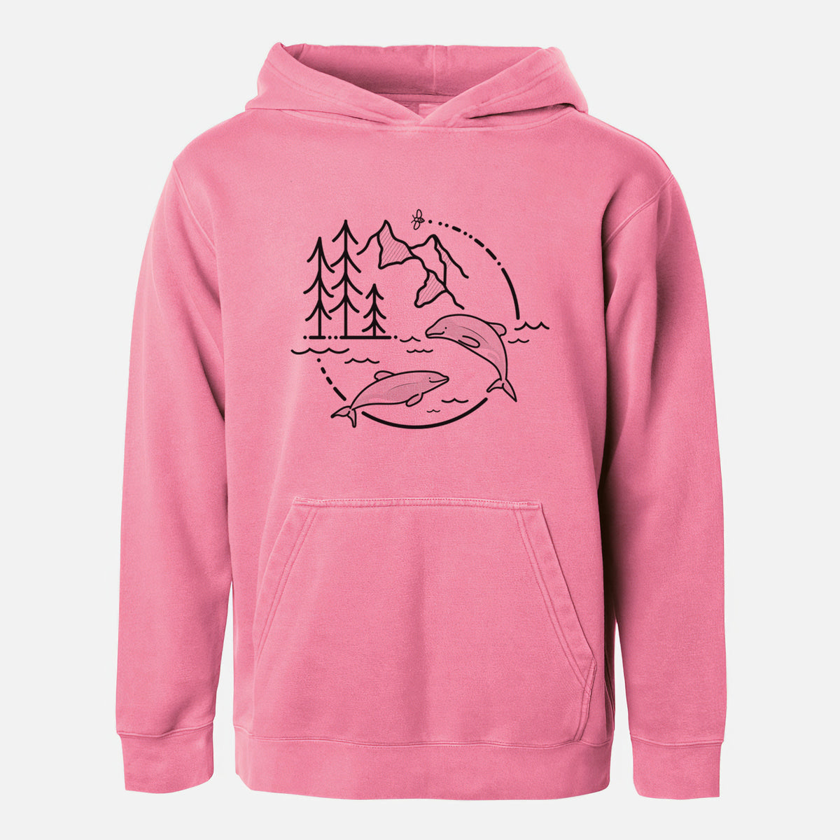 It&#39;s All Connected - Maui Dolphins - Youth Pigment Dyed Hoodie