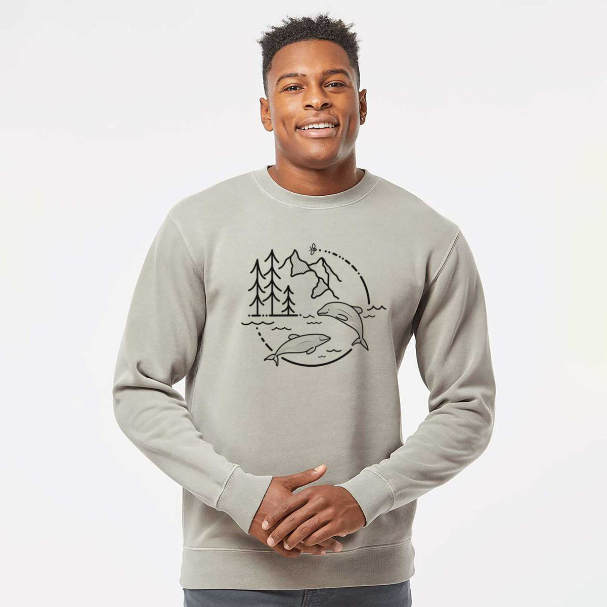 It&#39;s All Connected - Maui Dolphins - Unisex Pigment Dyed Crew Sweatshirt