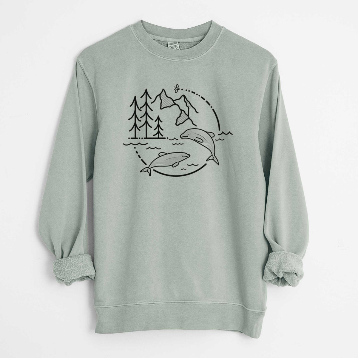 It&#39;s All Connected - Maui Dolphins - Unisex Pigment Dyed Crew Sweatshirt