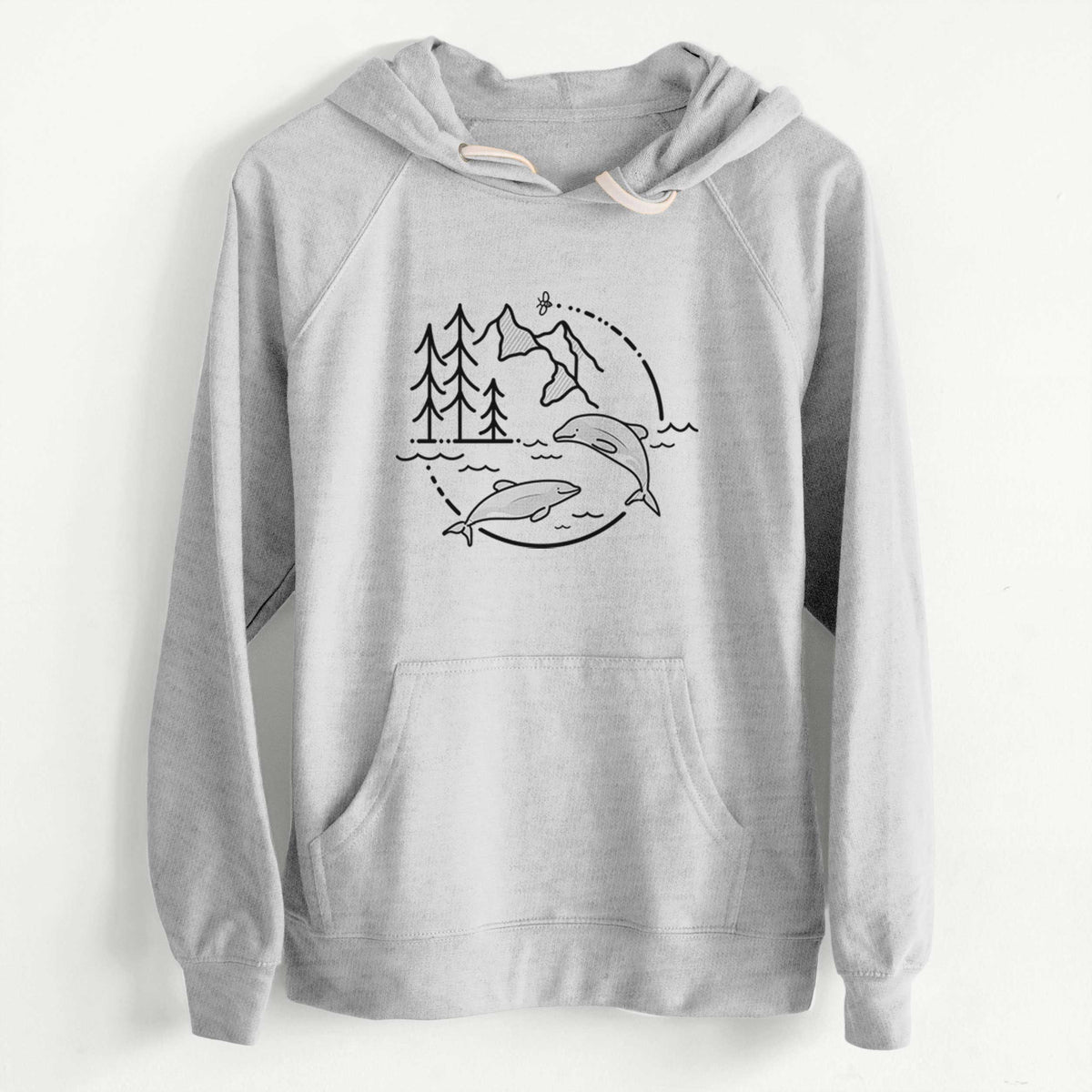 CLEARANCE - It&#39;s All Connected - Maui Dolphins  - Unisex Slim Fit Loopback Terry Hoodie