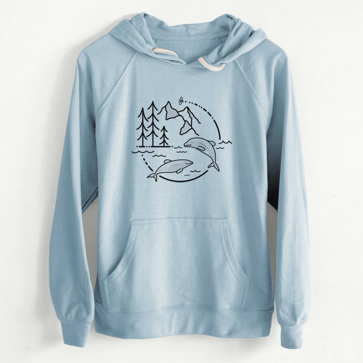 CLEARANCE - It&#39;s All Connected - Maui Dolphins  - Unisex Slim Fit Loopback Terry Hoodie