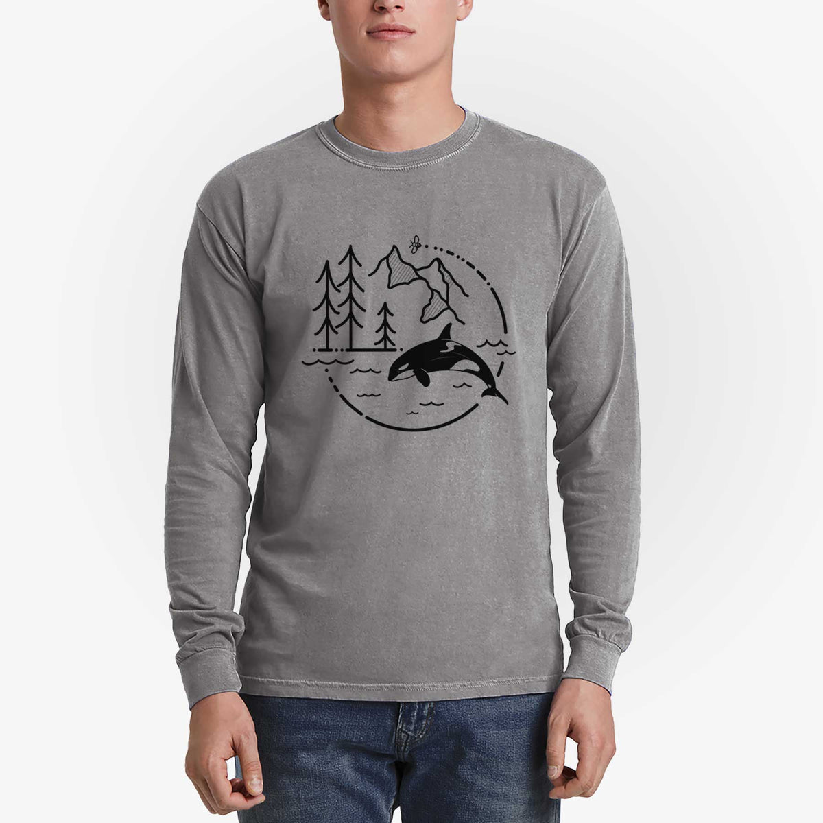 It&#39;s All Connected - Orca - Men&#39;s Heavyweight 100% Cotton Long Sleeve