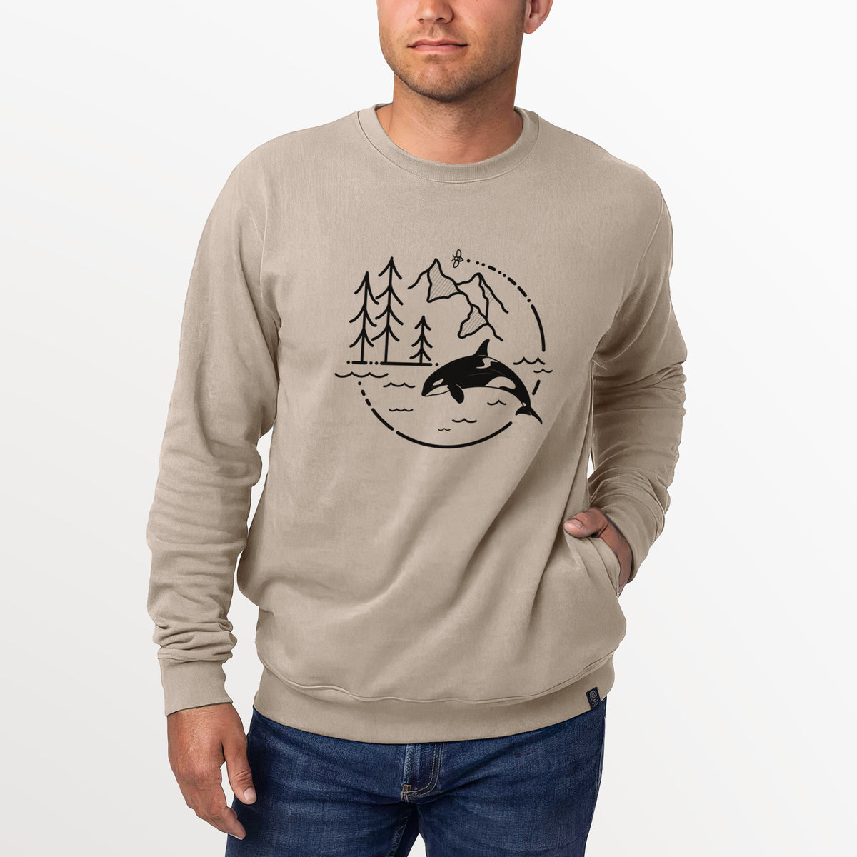 It&#39;s All Connected - Orca  - Unisex Reclaimed Crewneck Sweatshirt