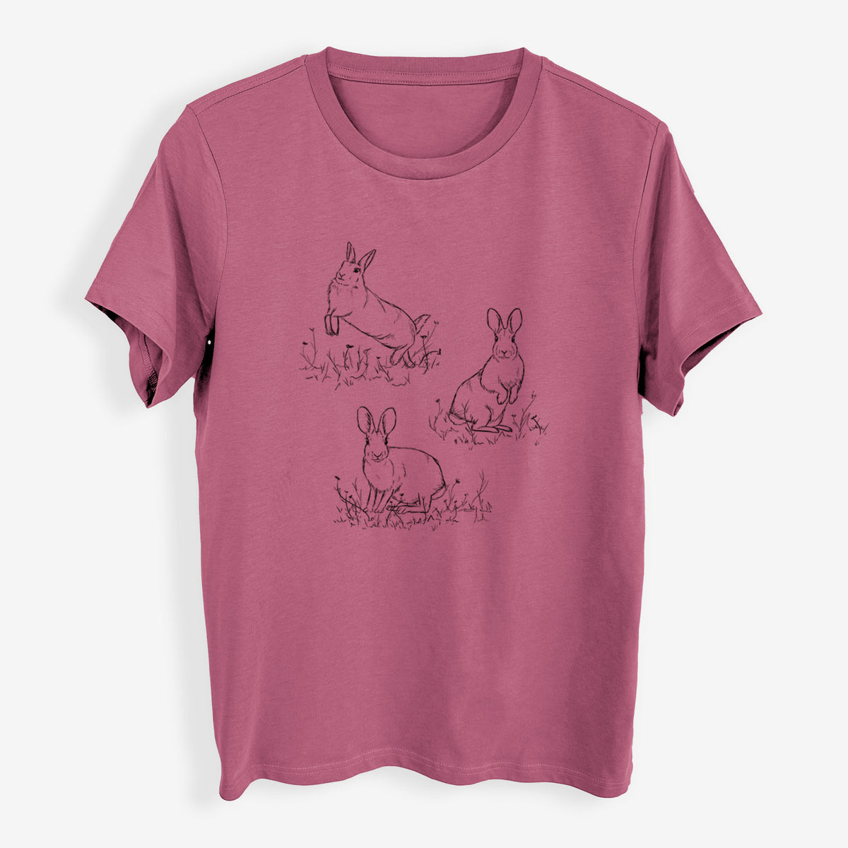 Eastern Cottontail Rabbit Trio - Sylvilagus floridanus - Womens Everyday Maple Tee