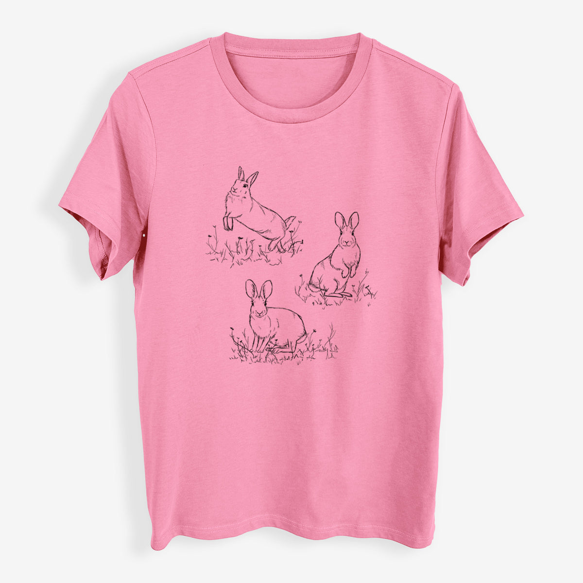 Eastern Cottontail Rabbit Trio - Sylvilagus floridanus - Womens Everyday Maple Tee