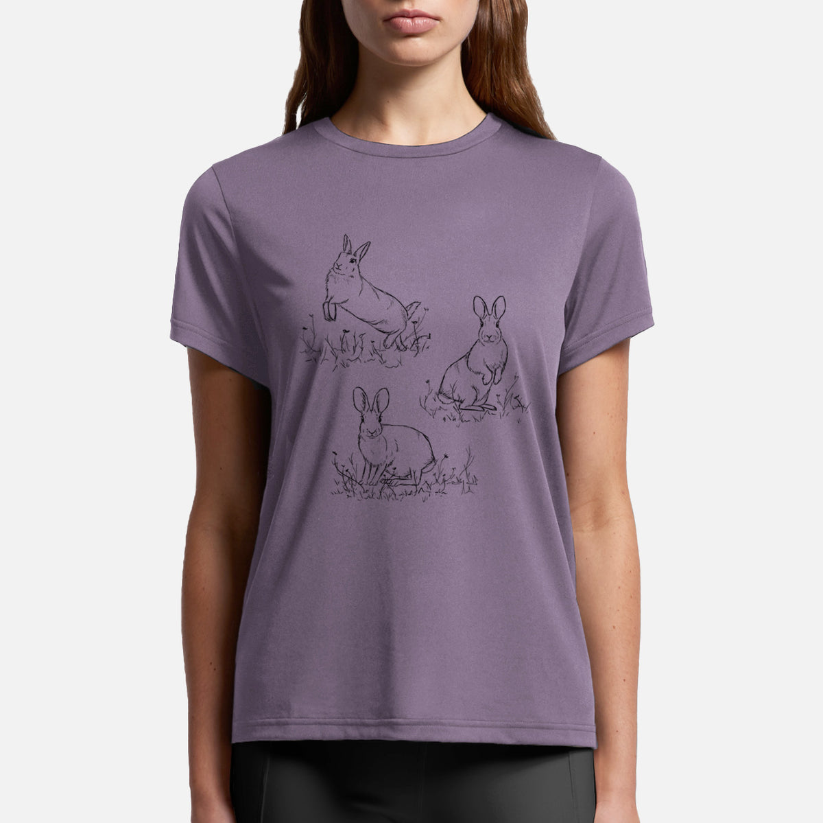 Eastern Cottontail Rabbit Trio - Sylvilagus floridanus - Womens Everyday Maple Tee