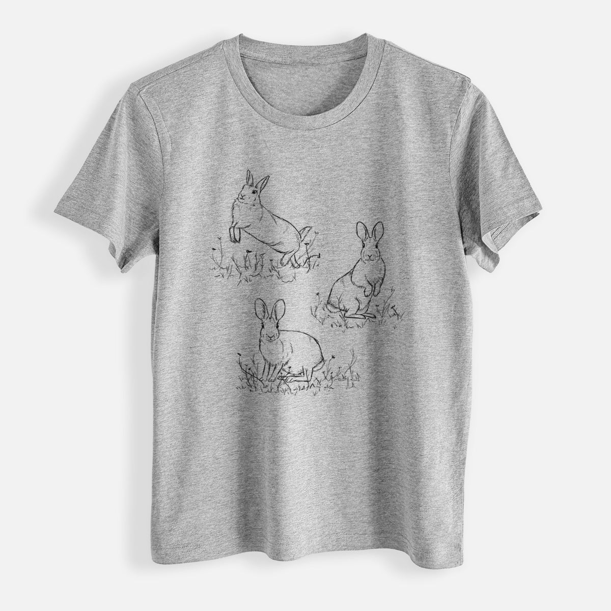 Eastern Cottontail Rabbit Trio - Sylvilagus floridanus - Womens Everyday Maple Tee