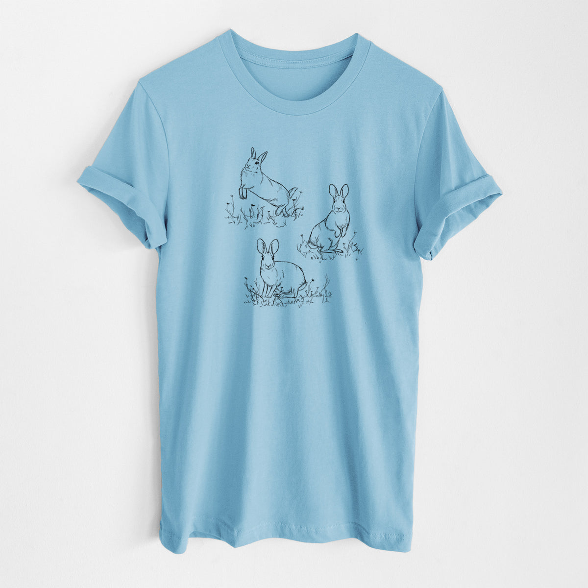 Eastern Cottontail Rabbit Trio - Sylvilagus floridanus - Lightweight 100% Cotton Unisex Crewneck