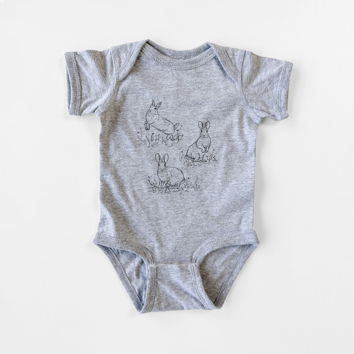 Eastern Cottontail Rabbit Trio - Sylvilagus floridanus - Baby Fine Jersey Bodysuit