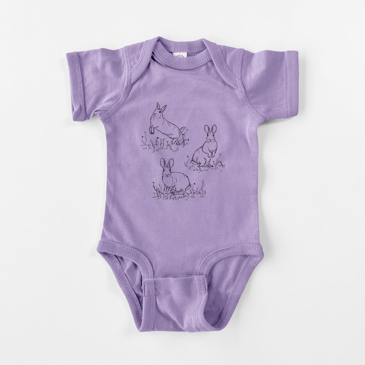 Eastern Cottontail Rabbit Trio - Sylvilagus floridanus - Baby Fine Jersey Bodysuit