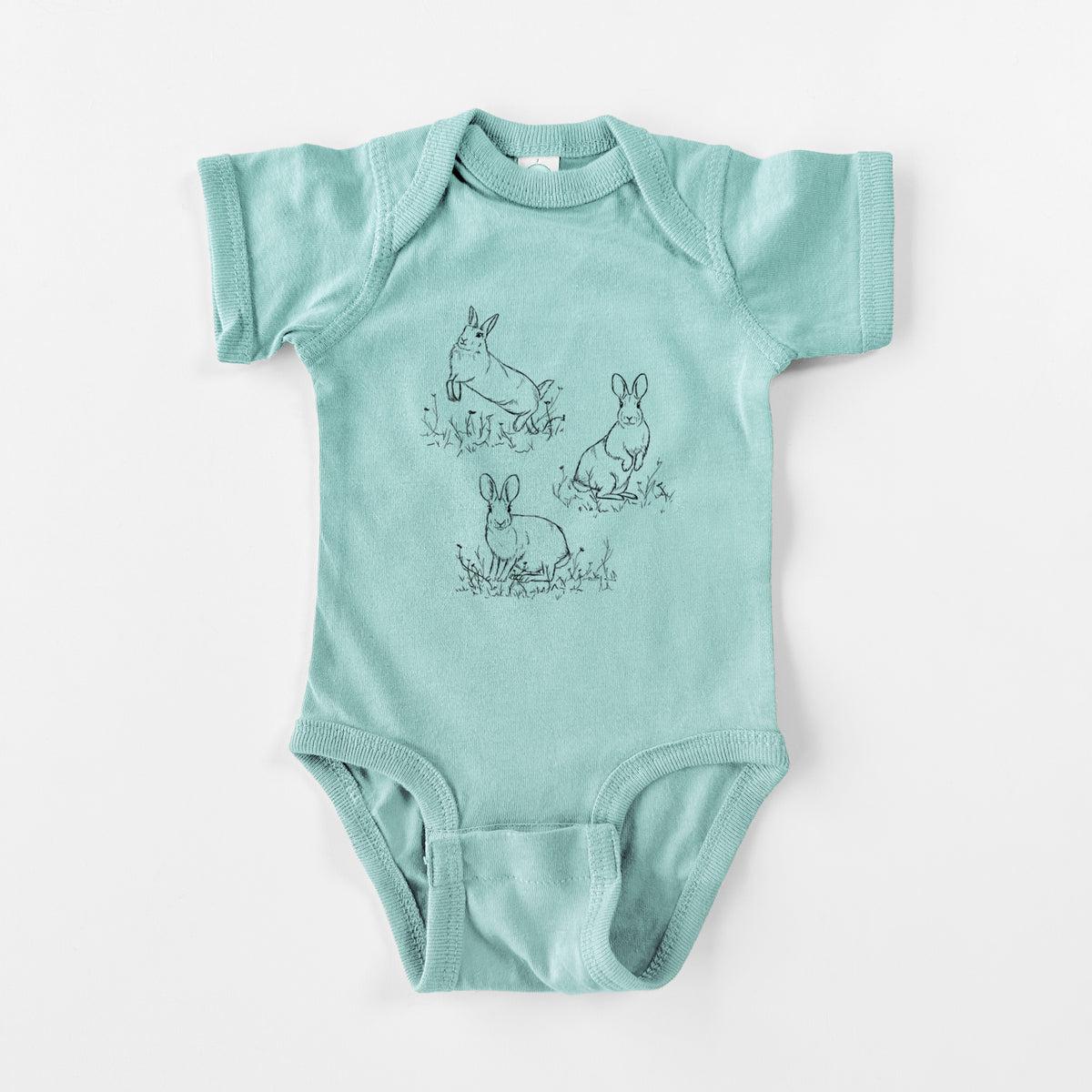 Eastern Cottontail Rabbit Trio - Sylvilagus floridanus - Baby Fine Jersey Bodysuit