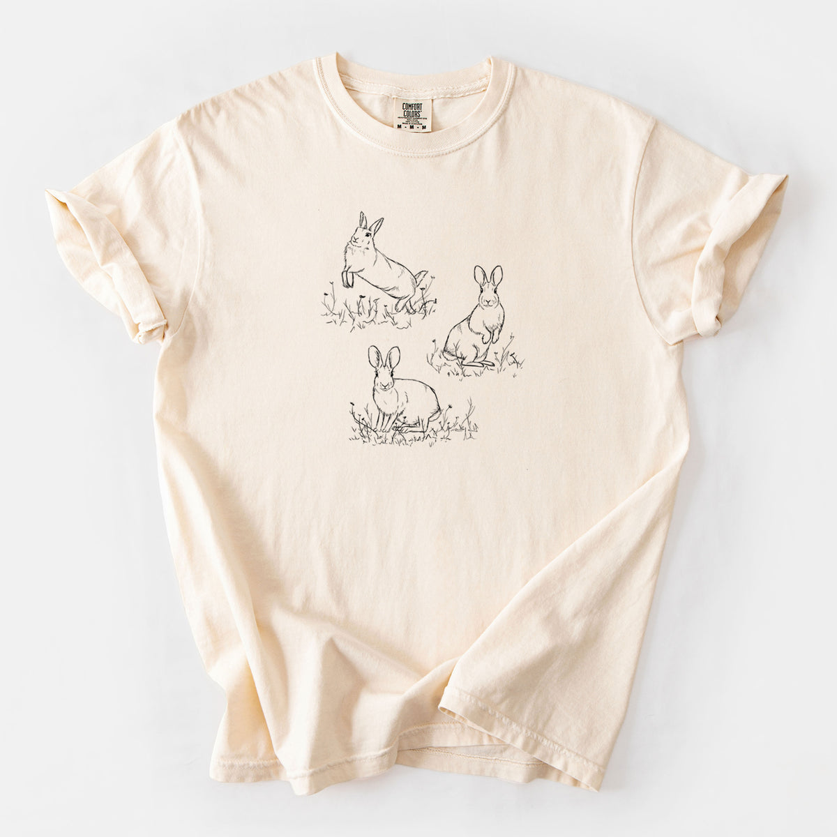 Eastern Cottontail Rabbit Trio - Sylvilagus floridanus - Unisex Comfort Colors Garment-Dyed Heavyweight T-shirt