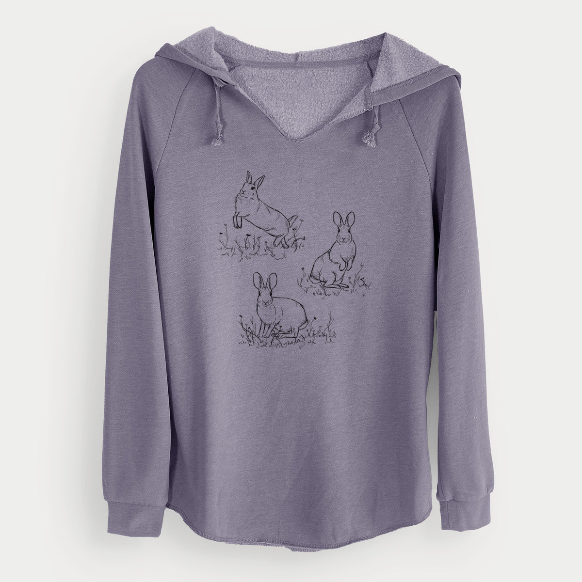 Eastern Cottontail Rabbit Trio - Sylvilagus floridanus - Cali Wave Hooded Sweatshirt