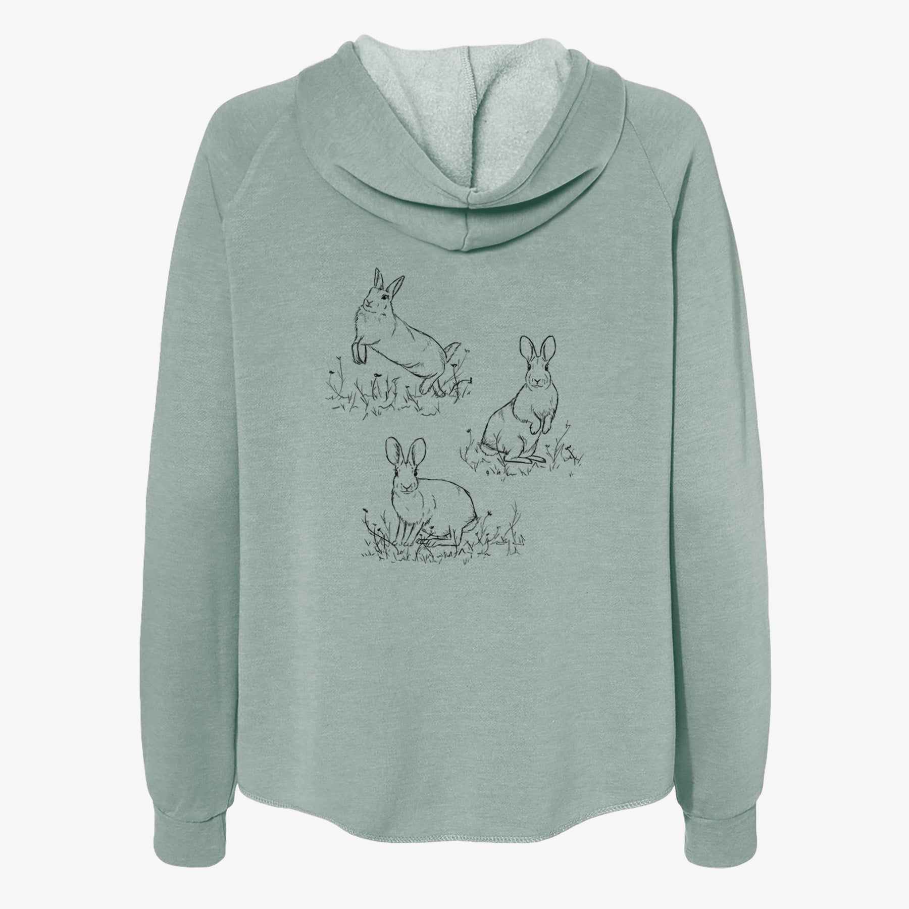 Eastern Cottontail Rabbit Trio - Sylvilagus floridanus - Women's Cali Wave Zip-Up Sweatshirt
