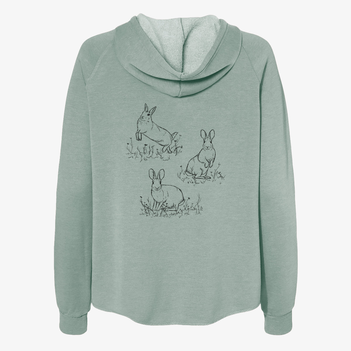 Eastern Cottontail Rabbit Trio - Sylvilagus floridanus - Women's Cali Wave Zip-Up Sweatshirt