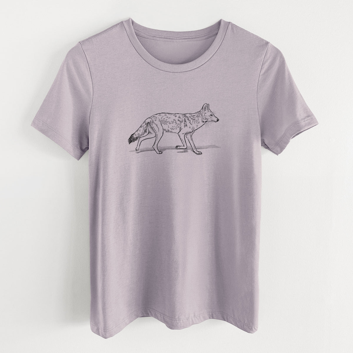 Coyote - Canis latrans - Women&#39;s Lightweight Relaxed Fit 100% Cotton Crewneck