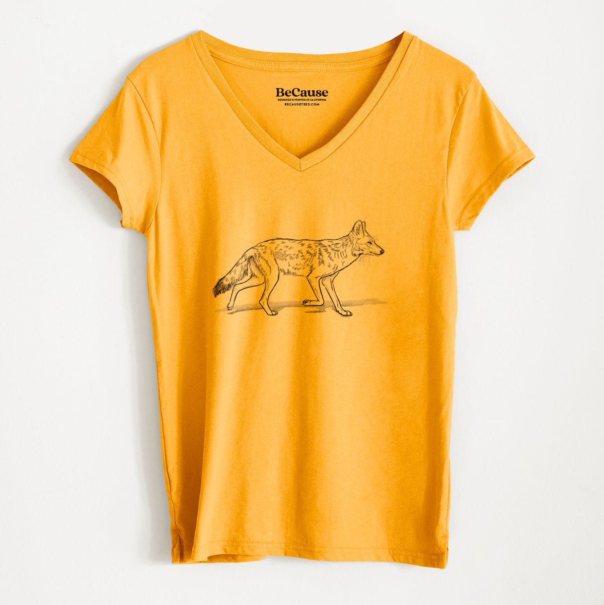 Coyote - Canis latrans - Women&#39;s 100% Recycled V-neck