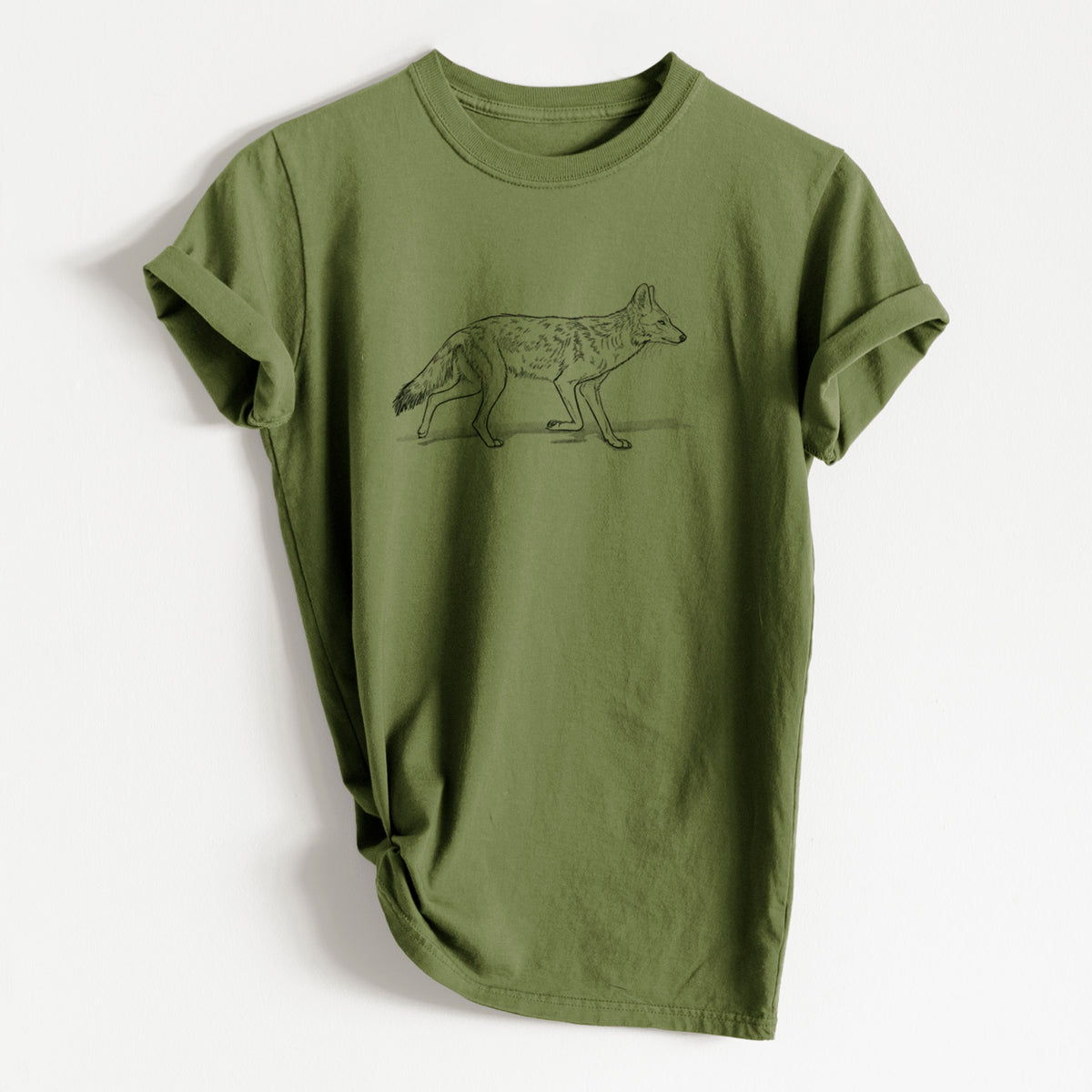 Coyote - Canis latrans - Heavyweight Men&#39;s 100% Organic Cotton Tee