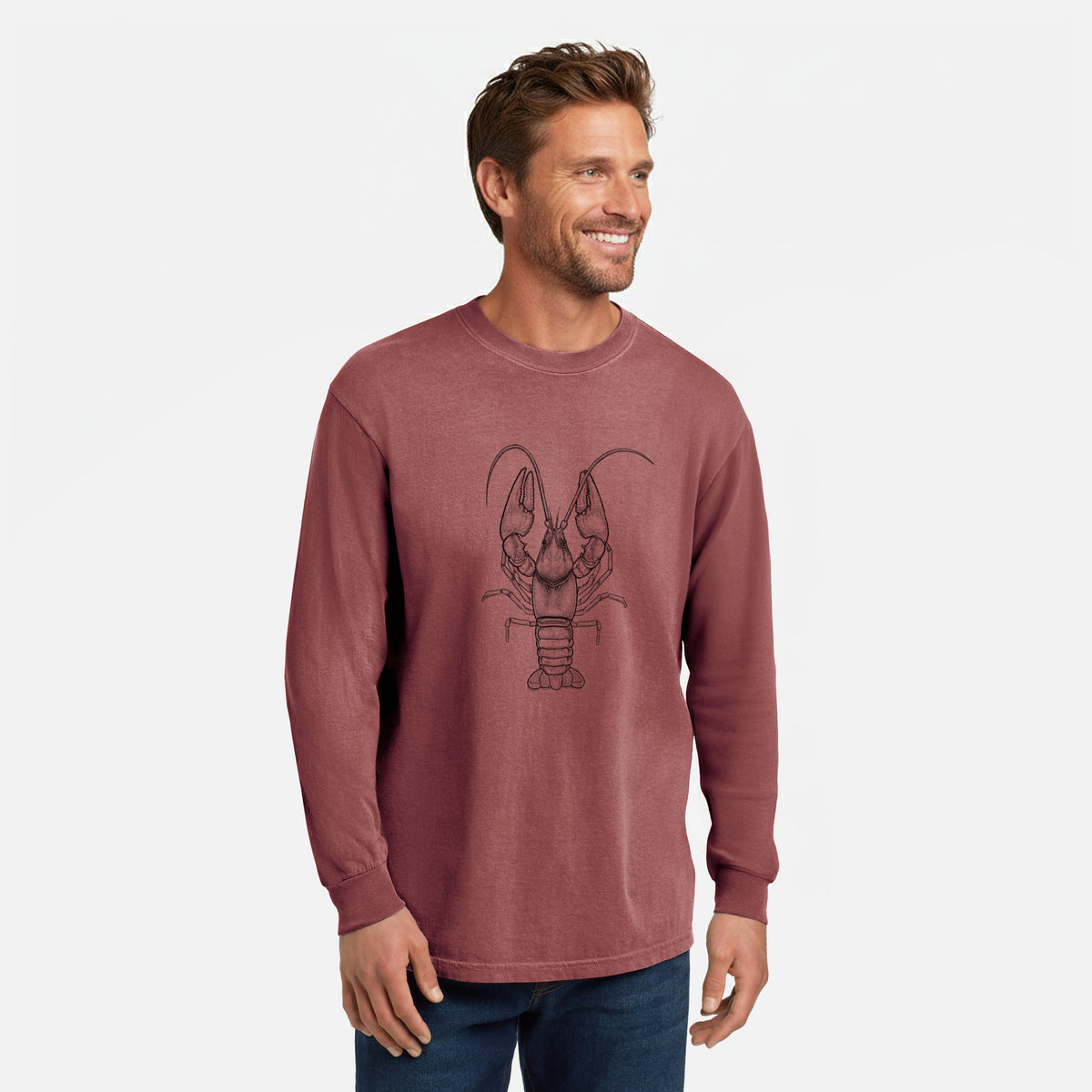 Guyandotte River Crayfish - Cambarus veteranus - Unisex Comfort Colors 100% Cotton Long Sleeve