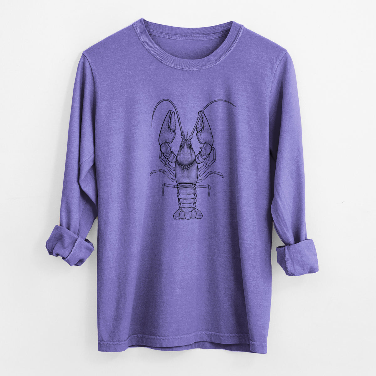 Guyandotte River Crayfish - Cambarus veteranus - Unisex Comfort Colors 100% Cotton Long Sleeve