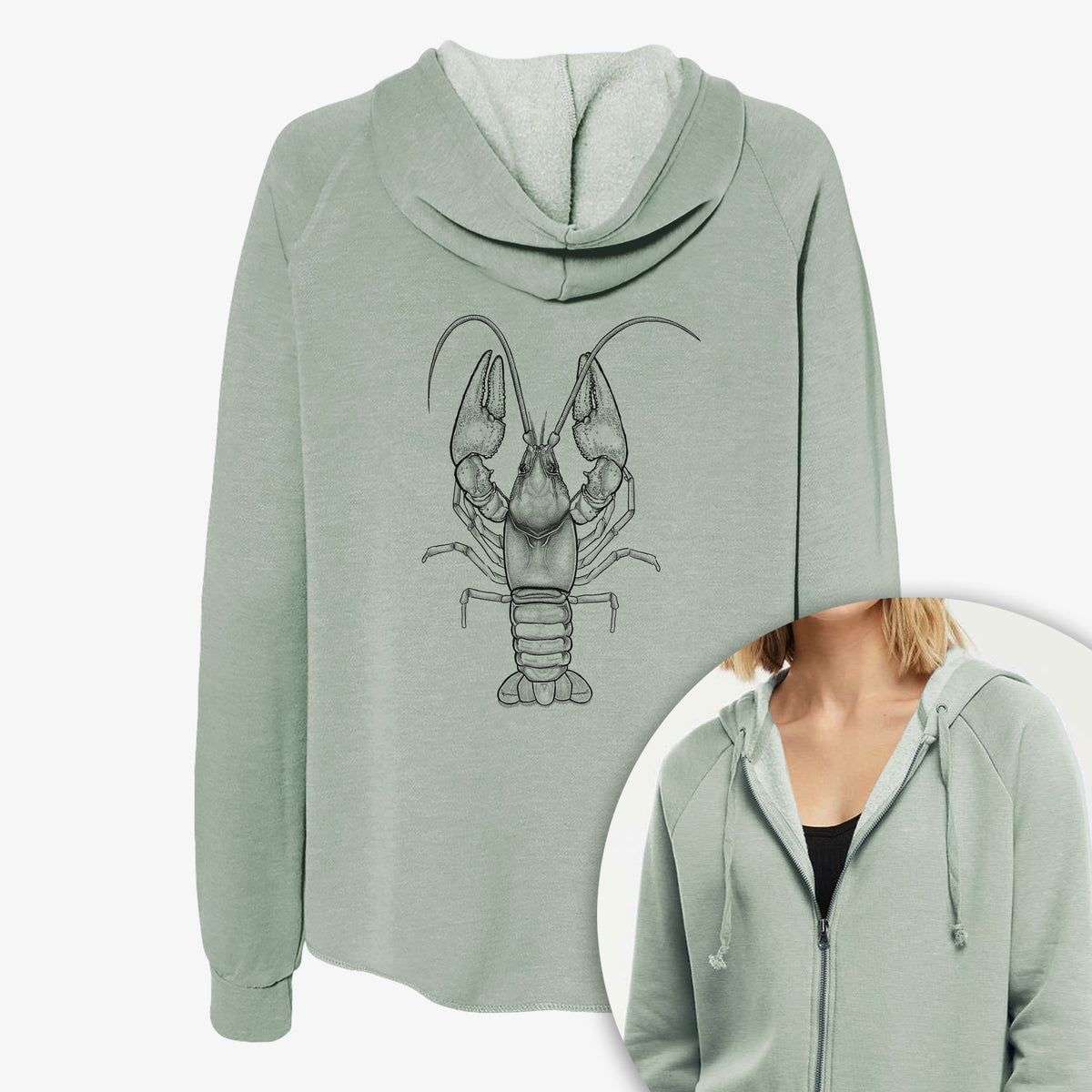 Guyandotte River Crayfish - Cambarus veteranus - Women's Cali Wave Zip-Up Sweatshirt