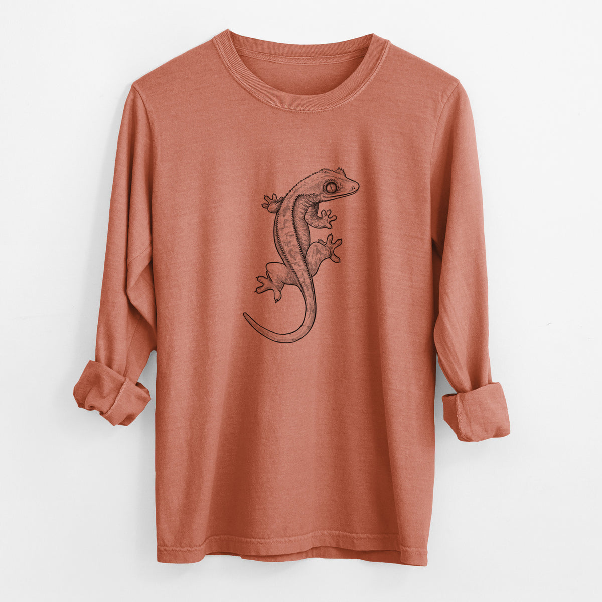Crested Gecko - Correlophus ciliatus - Unisex Comfort Colors 100% Cotton Long Sleeve