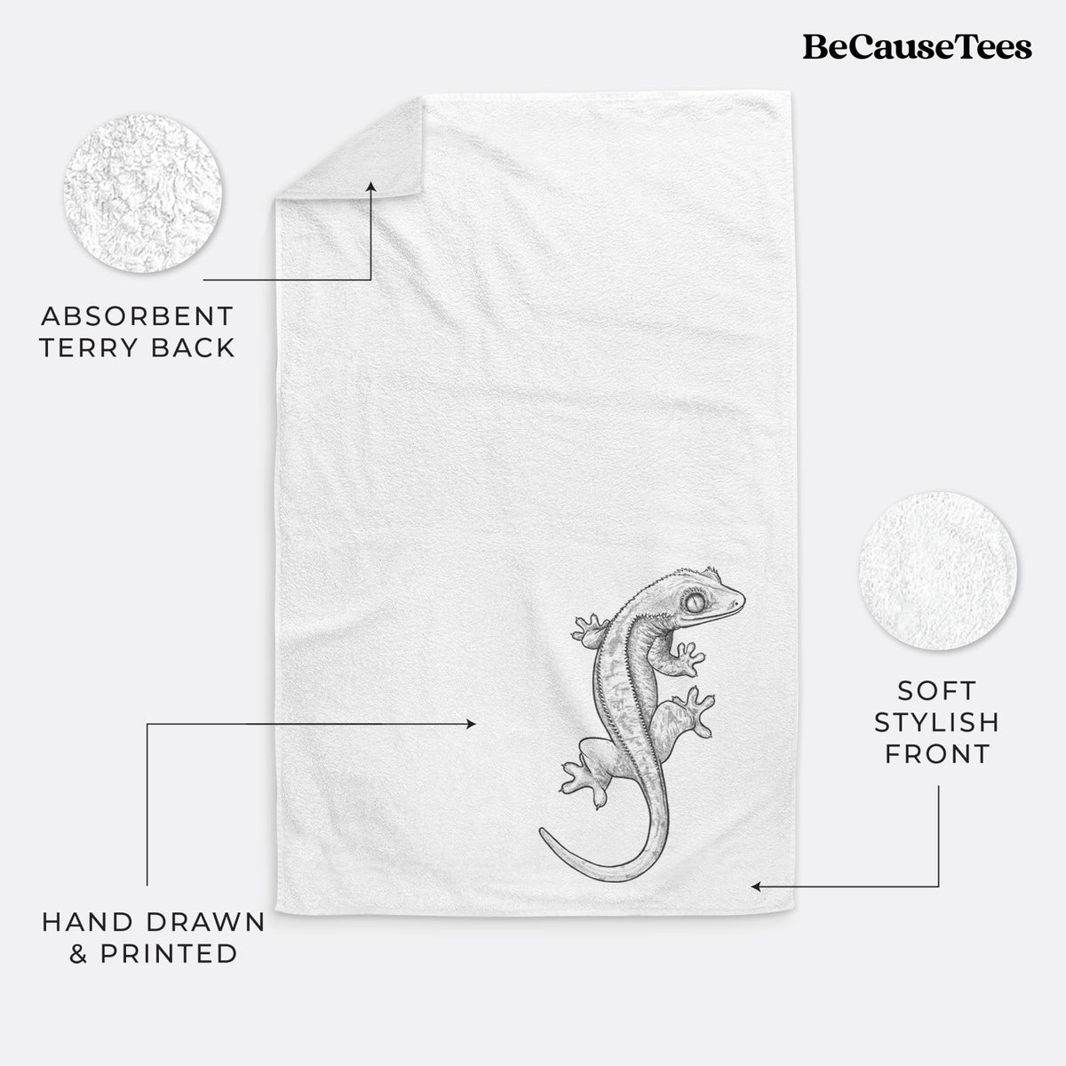 Crested Gecko - Correlophus ciliatus Premium Decorative Hand Towel