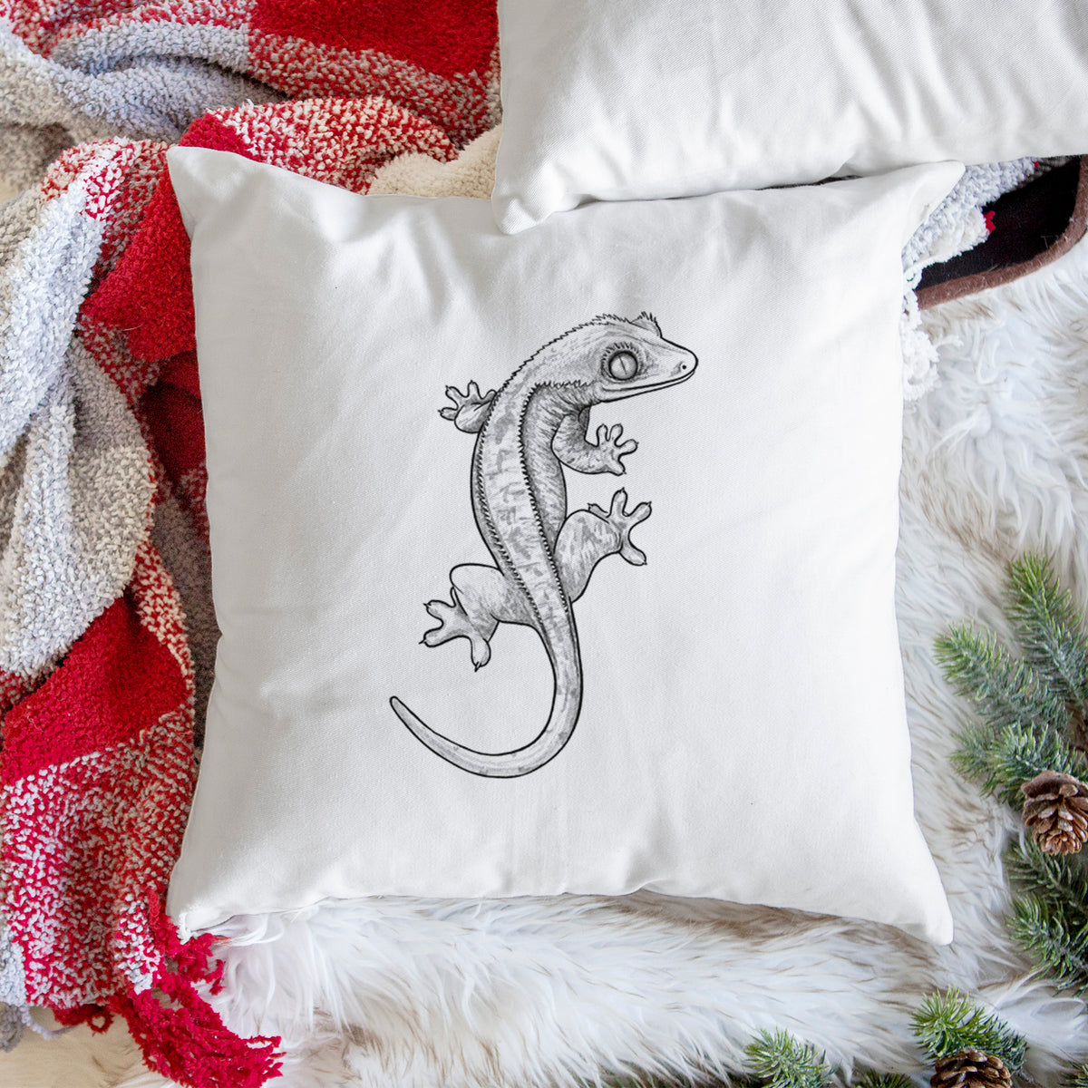 Crested Gecko - Correlophus ciliatus - Throw Pillow Cover