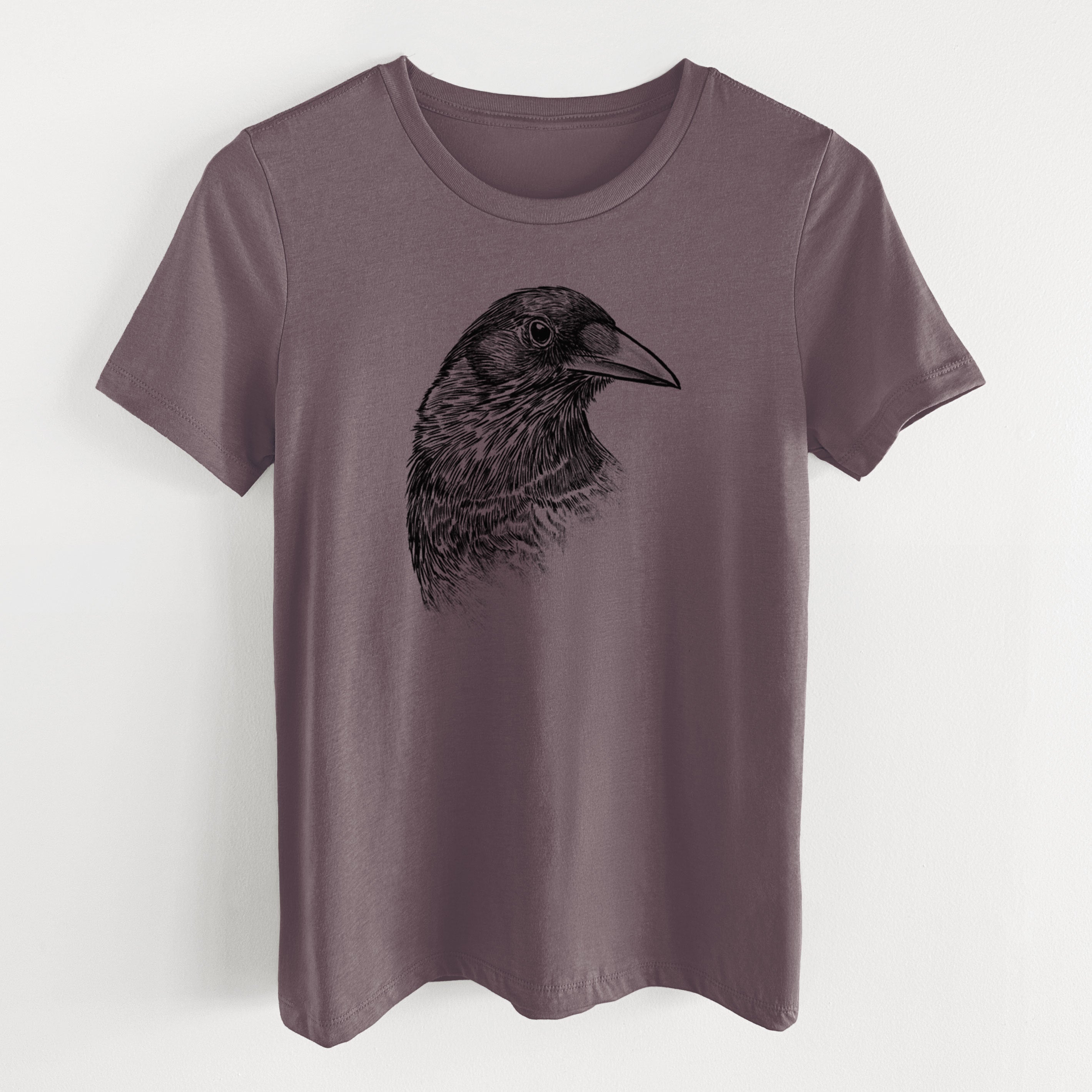 American Crow Bust - Corvus brachyrhynchos - Women's Lightweight Relaxed Fit 100% Cotton Crewneck