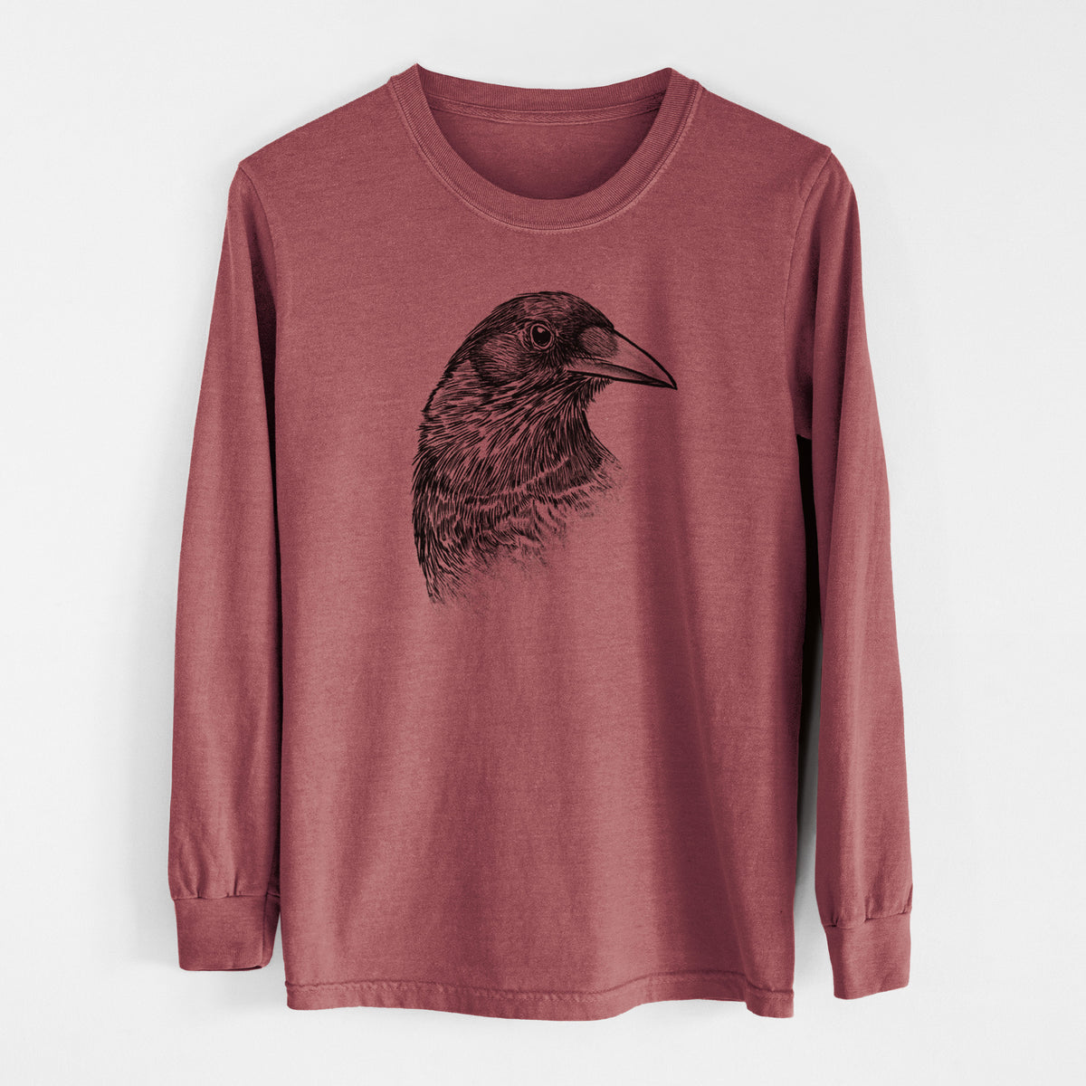 American Crow Bust - Corvus brachyrhynchos - Unisex Comfort Colors 100% Cotton Long Sleeve