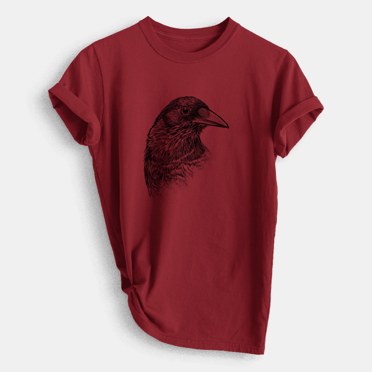 American Crow Bust - Corvus brachyrhynchos - Heavyweight Men&#39;s 100% Organic Cotton Tee