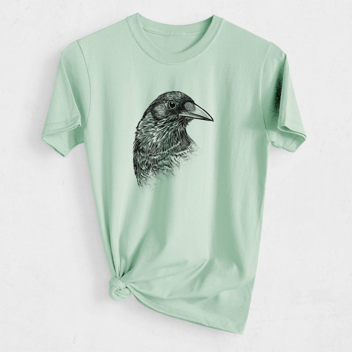 American Crow Bust - Corvus brachyrhynchos - Heavyweight Men&#39;s 100% Organic Cotton Tee